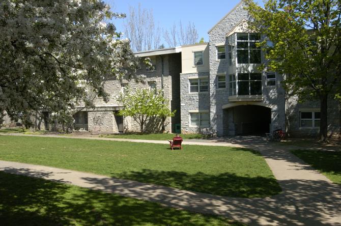 Exterior of Baird-McClinktock residence hall. 