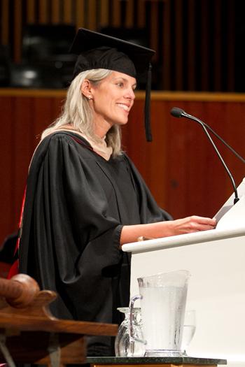 Stephanie Balmer gives Convocation speech.