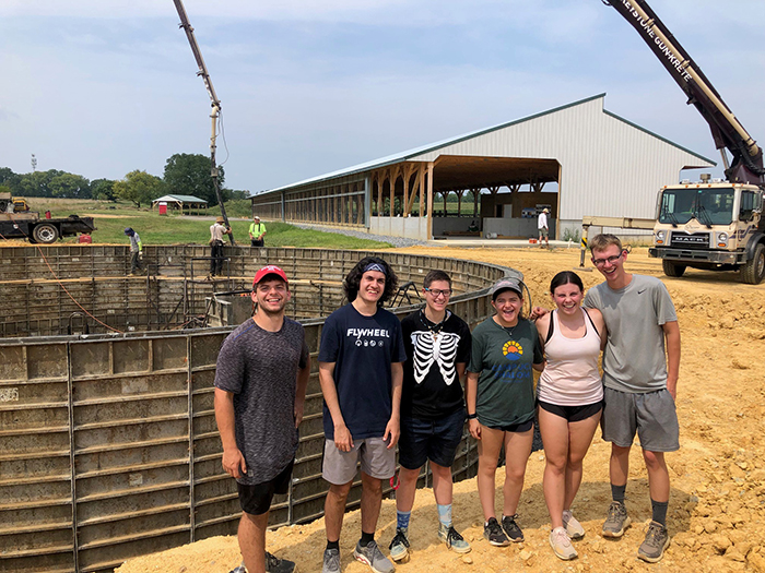 Construction was not yet complete when these first-year students visited  during last August's Pre-Orientation. Photo courtesy of Matt Steiman.