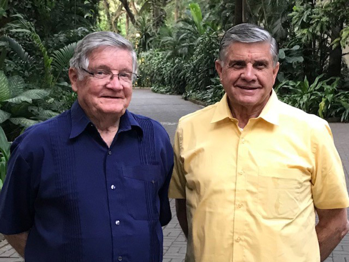 Tom (left) and Bob Davis in India, where they oversaw the development of a school.