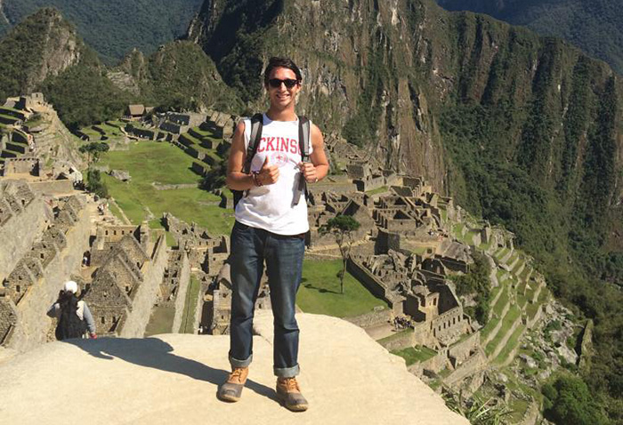 Brady Hummel '17 poses in the Andes mountains.