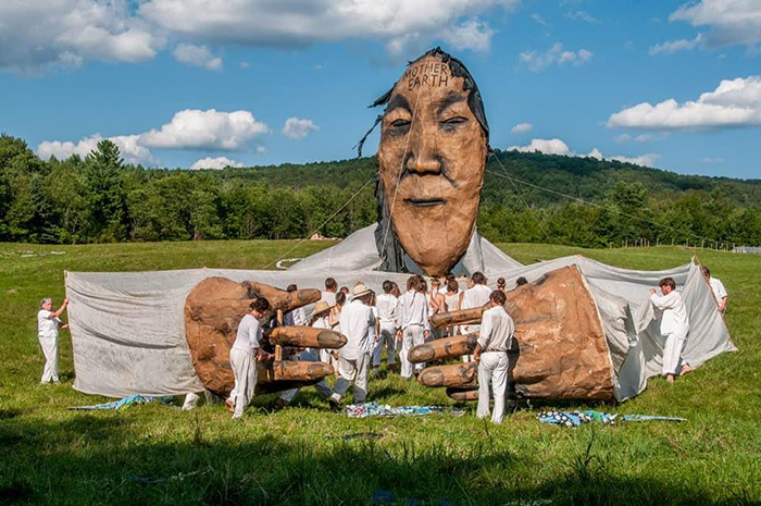 The Bread and Puppet theatre group will return to Dickinson for a 2021 residency. Photo of a past performance by Randy McMahon.