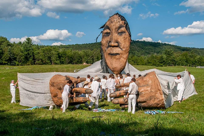 The Bread and Puppet theatre group will return to Dickinson for a 2021 residency. Photo of a past performance by Randy McMahon. 