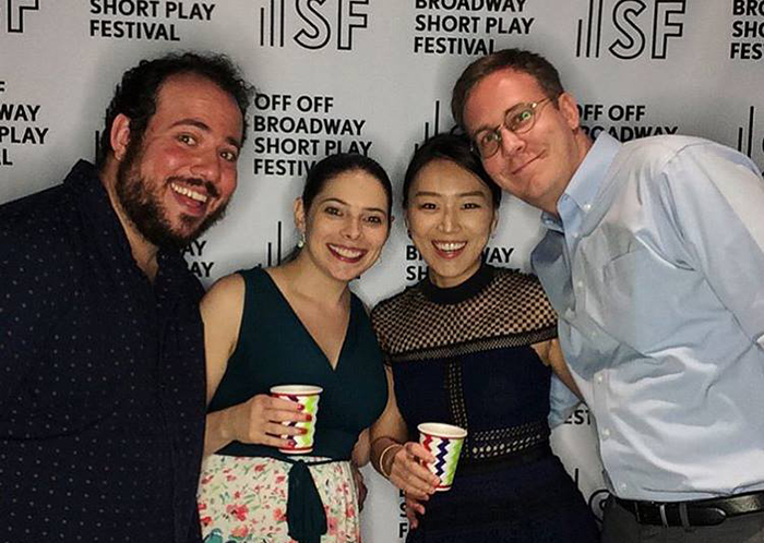 Christyn Budzyna ’11, second from left, with  with husband/librettist Charlie Cohen, (far left), composer Helen Park and arranger Collin Martin, at the 2018 Samuel French Festival.