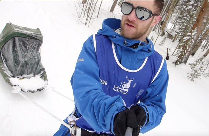 Cameron Kerr '09, during pre-expedition training at the Breckenridge Nordic Center, Norway.