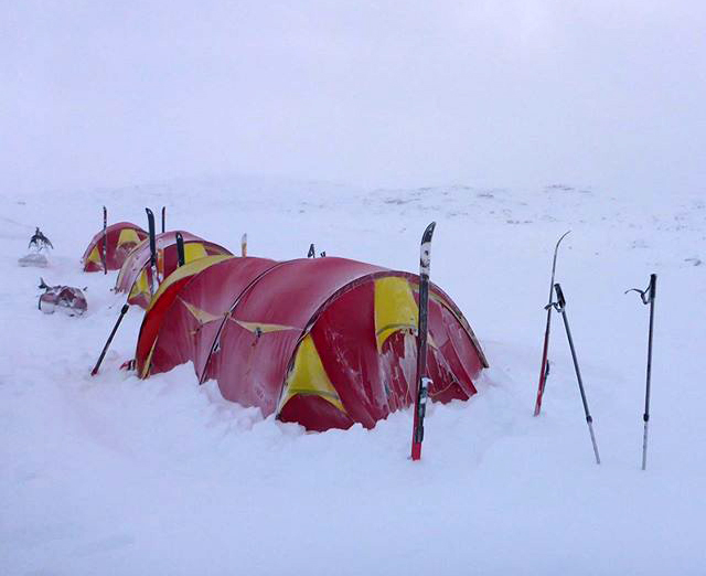 While in Antarctica, Kerr and his teammates camped out in -40-degree F windchills.