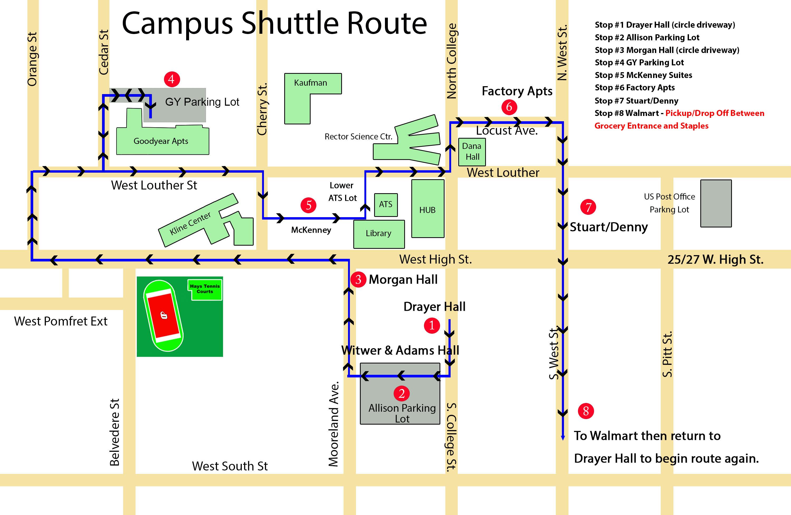 Campus Shuttle map