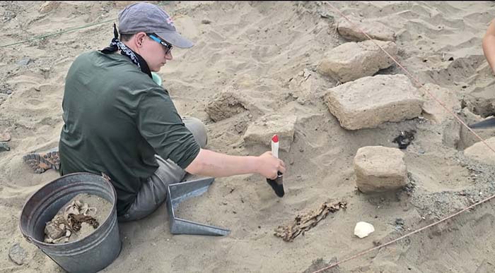 Alex Carbone '27 at an archaeological dig in Peru.