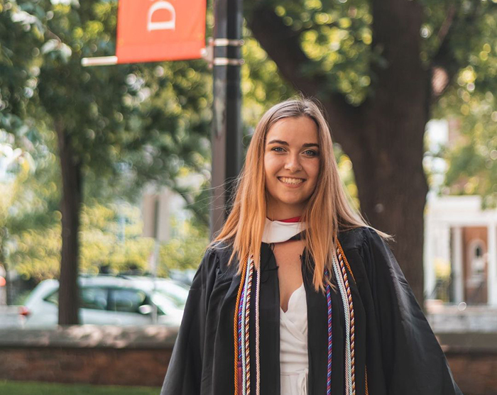 Claire Simpson '22 on her Dickinson graduation day.