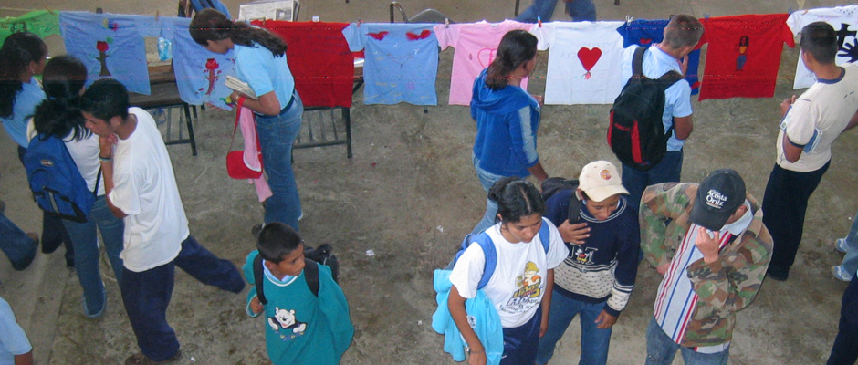 Photograph taken during the Clothesline Project 