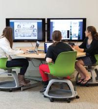 students working at mediascape collaboration table