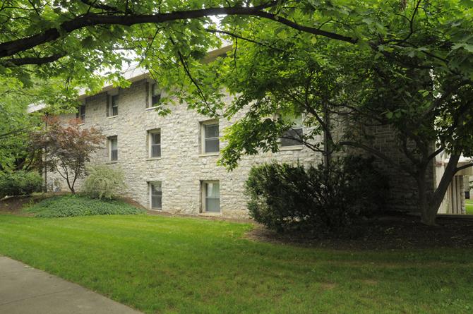Exterior of Conway residence hall. 