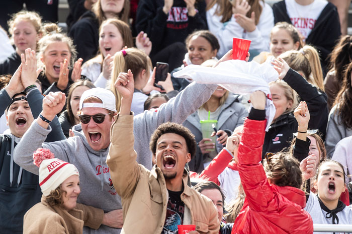 Crowd cheers during Red & White Day.