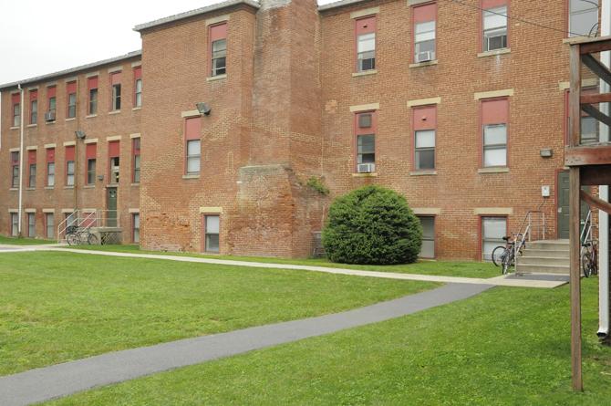 Exterior of Factory Apartments at Dickinson College. 