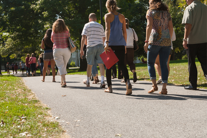 Prospective students and families touring campus during the first fall open house. Photo by Nick Bailey '16. 