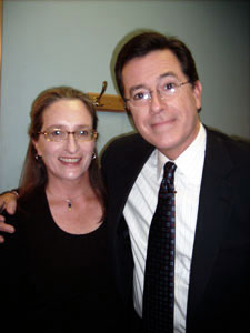 Amy Farrell, professor of American studies and women's & gender studies at Dickinson College, with comedian Stephen Colbert.