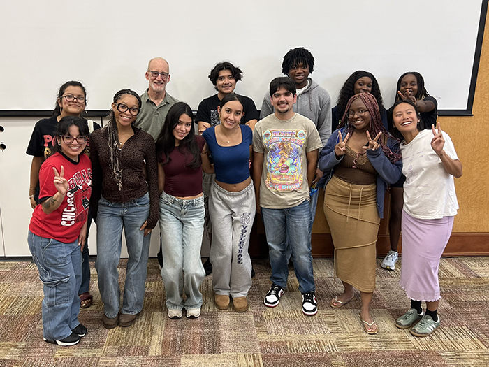 The 11 members of Dickinson's first Chicago Posse pose for a group shot with their advisors during one of their many on-campus mixers. Photo courtesy of Gracia Johnson '29.