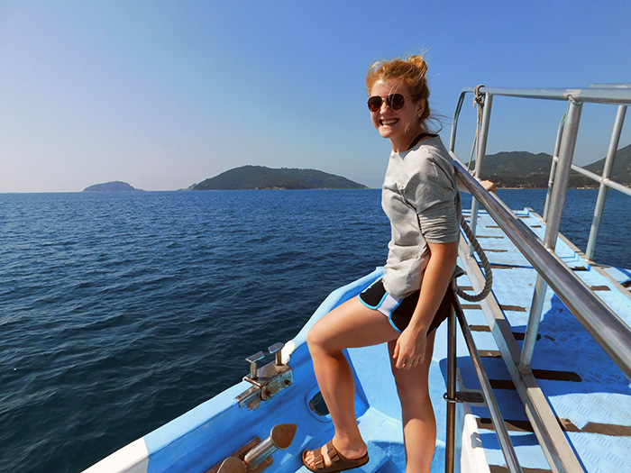 Soon after earning paratrooper certification, Hayley Murdoch '18 shipped off for a fall semester in Bologna, Italy. Above, she takes in the scenery on the way to Portovenere.