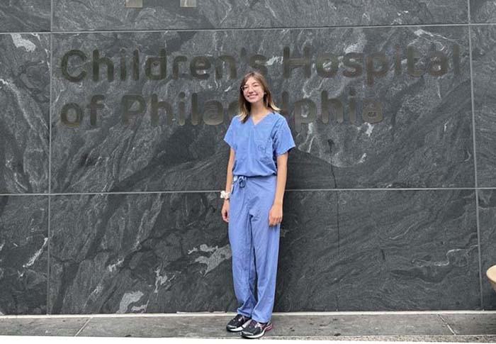 Lauren Herman '23 served an internship at Children's Hospital of Philadelphia, where she'd undergone surgery as an infant.