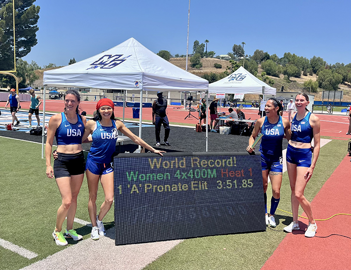 Twenty years after her Red Devil wins, Christine Hufenbecher '02  is again breaking records. The winning team, from left: Hufenbecher, Kristy Matthews, Christina Trucks and Maureen Zivic.
