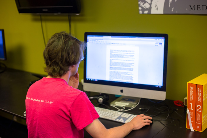 student at a computer