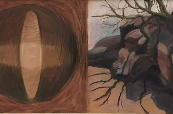 Kay WalkingStick (b. 1935), Spirit Center II (detail), 1992, oil stick on paper mounted on canvas, 30 x 60 in. Art Bridges.