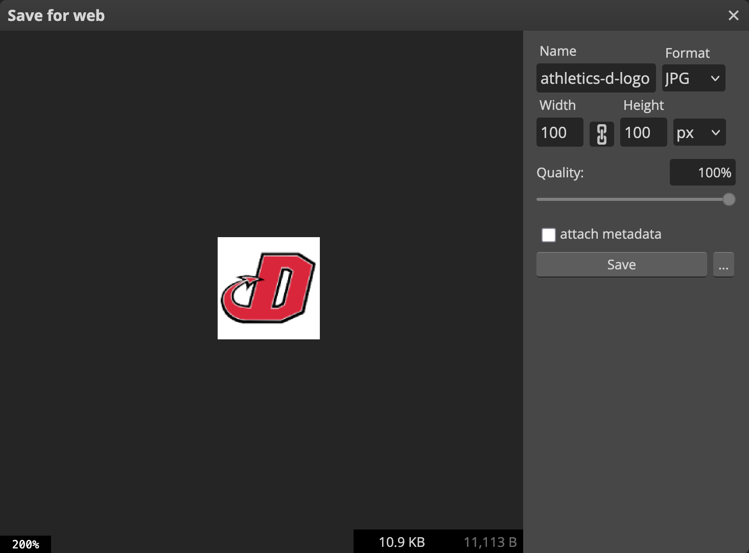Save for web dialogue box within photo editing software