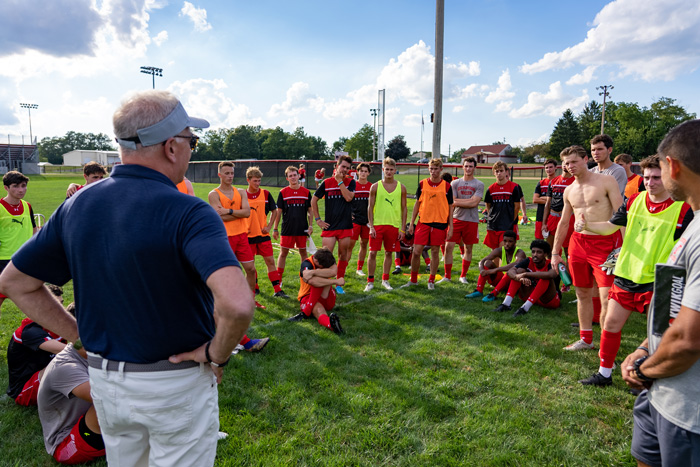 President Jones and the men's soccer team