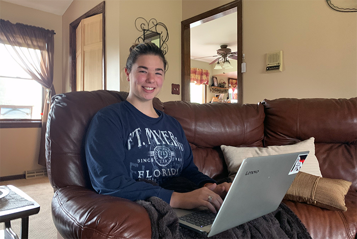 SCC officer Julia Chandler '22 connects with club members from her home in Baltimore.