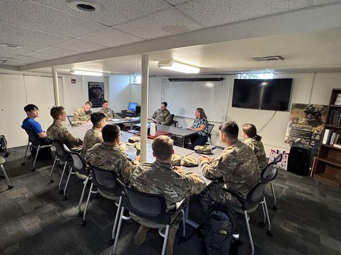 During a Sept. 4 visit to campus, Langer met with students in Dickinson's ROTC program.