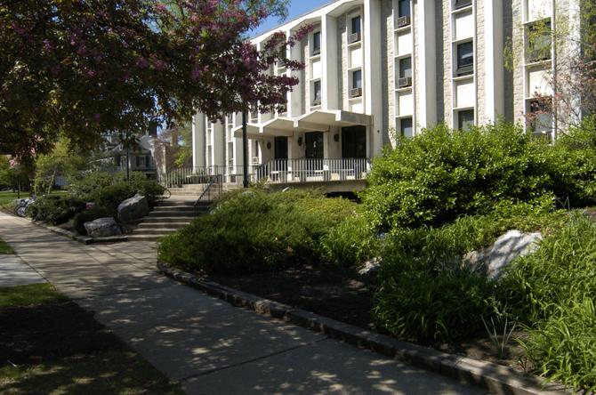 Exterior of Malcolm residence hall. 