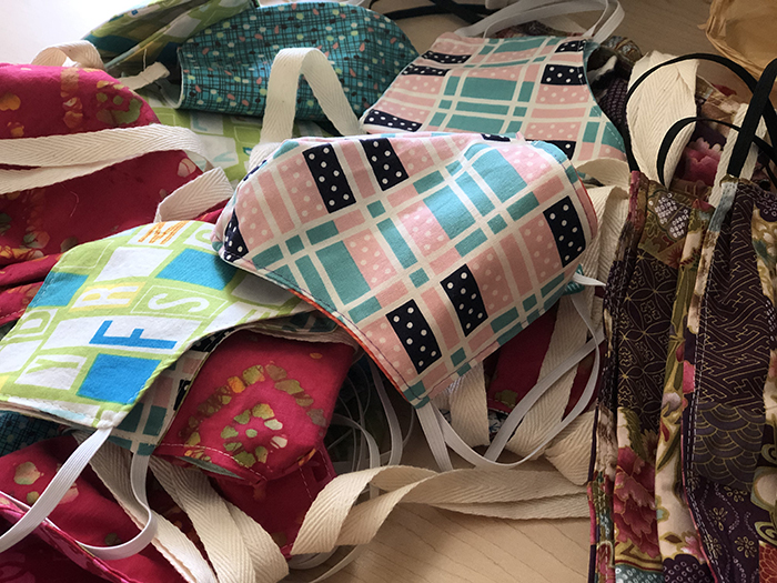 Cloth masks made by Sherry Harper-McComb's Dickinson College's resident costumer.