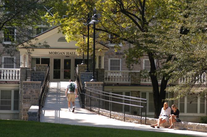 Exterior of Morgan residence hall. 