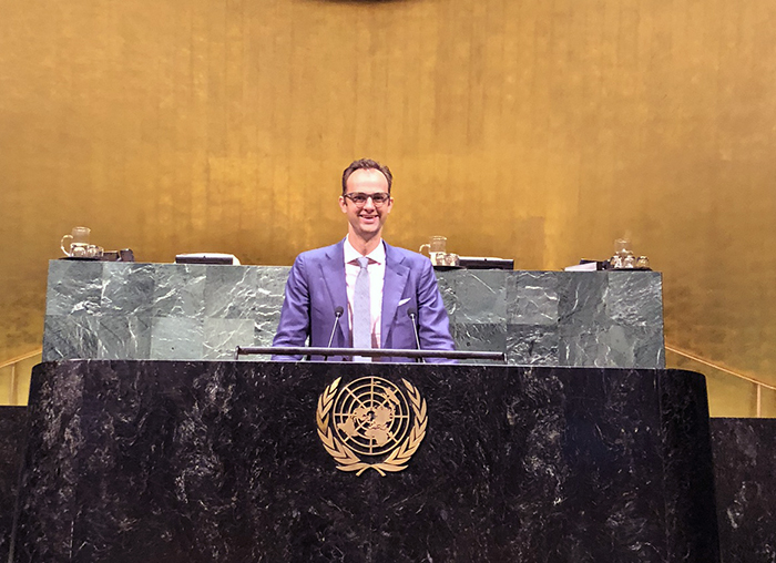 Parke Rhoads '99, in the new United Nations headquarters.