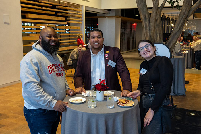 Young alumni connect in fall 2022 during the Dickinson Forward Tour reception in Philadelphia.