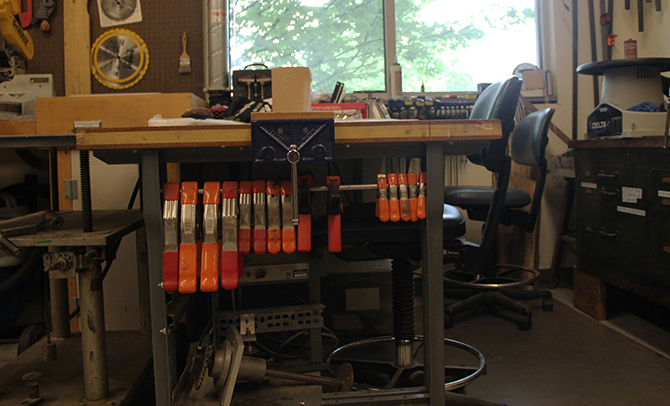 table with tools