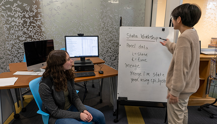 Students studying in the Quantitative Reasoning Center