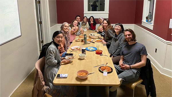 Spanish students sharing dinner in Dickinson College's Romance Language House