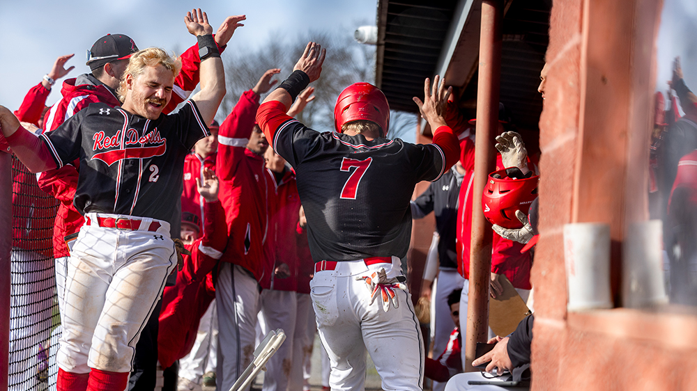 Dickinson Baseball team celebrating a victory