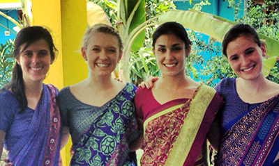 Class of 2015 members (from left) Paige Kopp, Graye Robinson, Sarah Rutkowski and Emma Sander volunteered in India this summer.