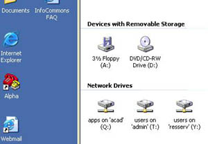 network drives displayed on microfilm/microfiche scanner