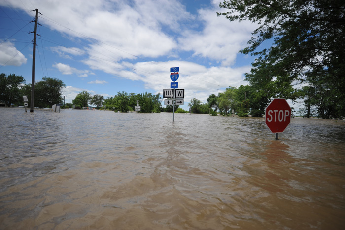 A flooded street