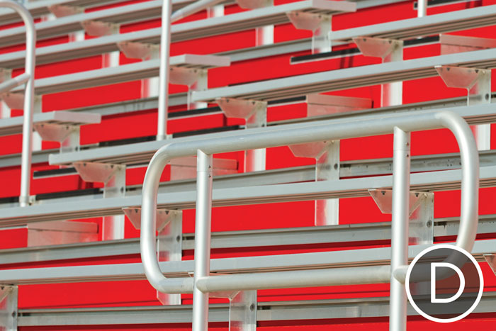 Bleachers at Phyllis Joan Miller Memorial Field, home of Red Devil soccer.