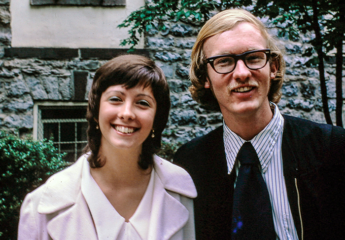 Sue and Dave Souerwine in 1974, on Dave's graduation day.