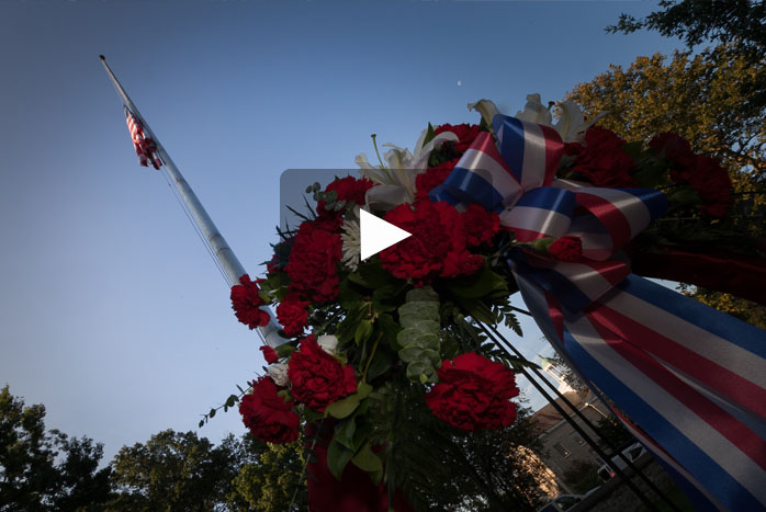 On September 11, 2017, aptly named Patriot Day, the Dickinson community gathered for a remembrance ceremony in honor of the victims of the attacks, led by the Dickinson ROTC (Blue Mountain Battalion).