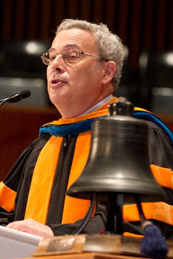 Neil Weissman delivers his speech from the podium.